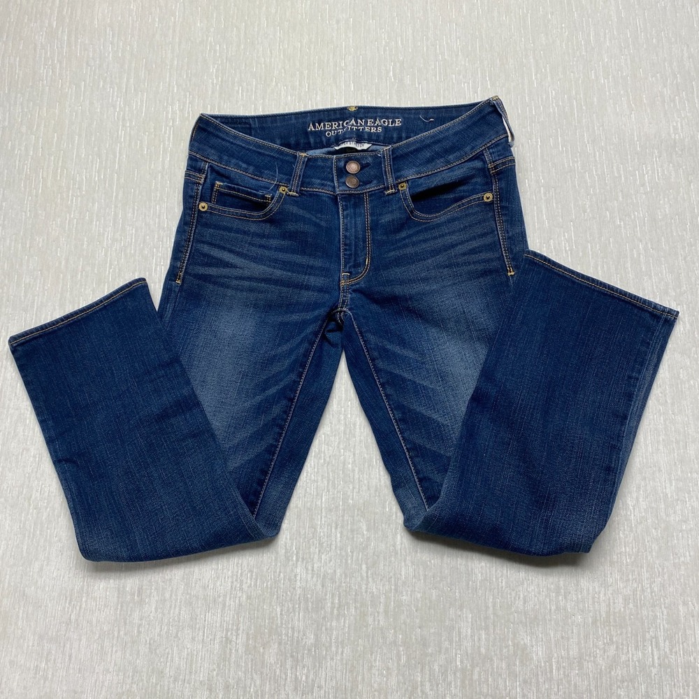 American Eagle Outfitters Artist Crop Jeans Women 4 Blue Denim Super Stretch Mid